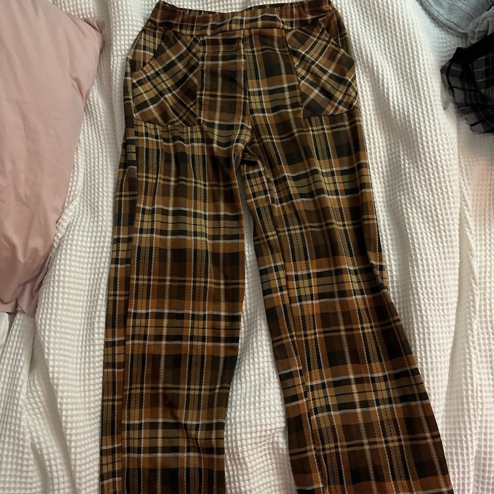 Plaid Boot Cut Pants